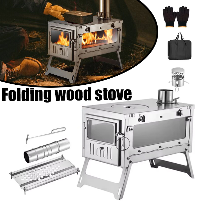 Outdoor Camping Fireplace - 430 Stainless Steel Portable Tent Stove