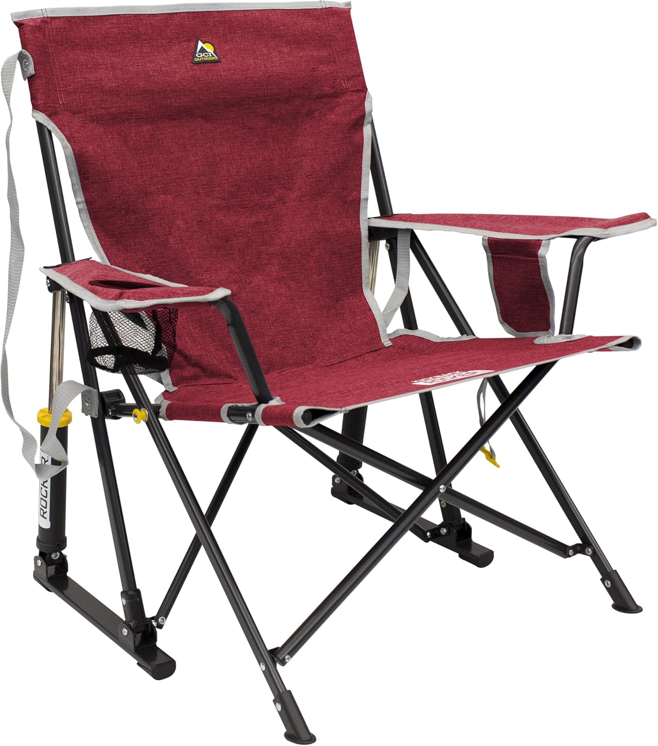 Outdoor Camping Rocking Chair - Portable Folding Rocking Chair with Drink