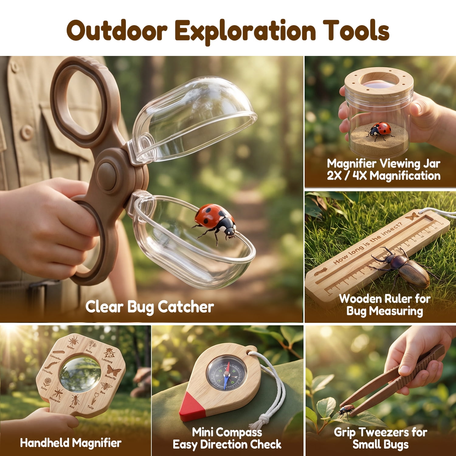Wooden Bug Catching Kit With T - Outdoor Camping House recensione e prezzo