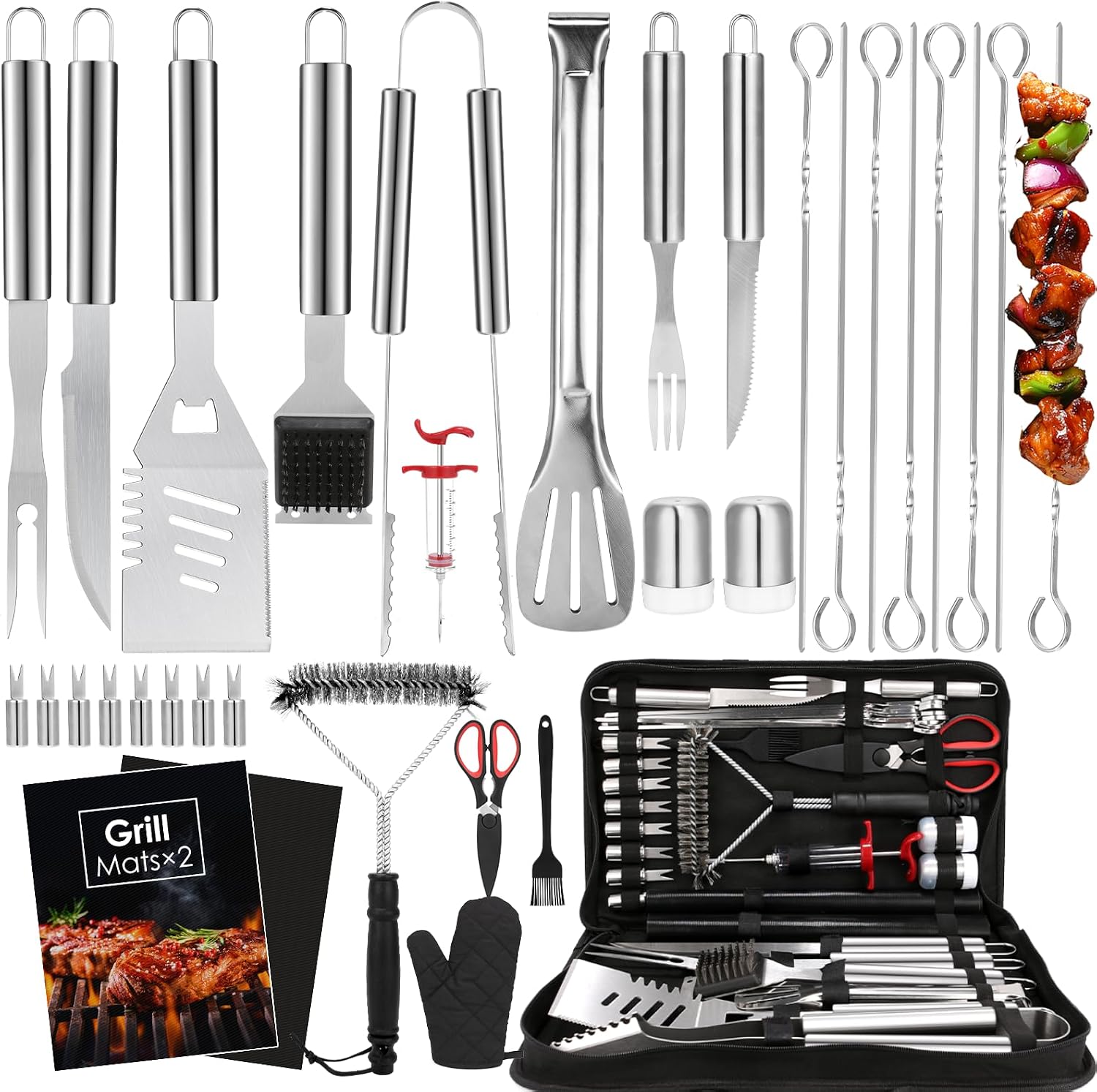 34Pcs BBQ Grilling Tools Set,  - Outdoor Camping Grill recensione e prezzo
