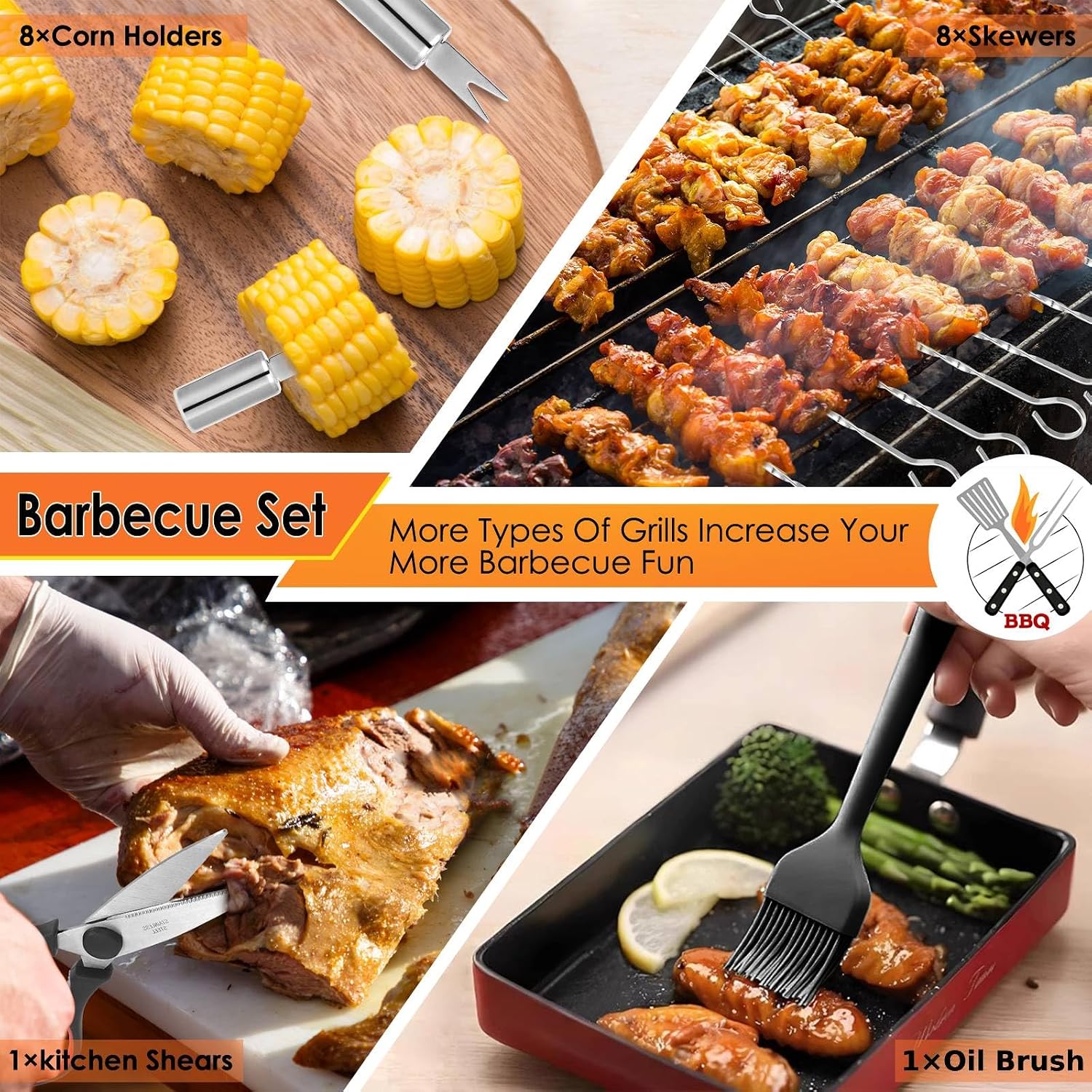 34Pcs BBQ Grilling Tools Set,  - Outdoor Camping Grill recensione e prezzo