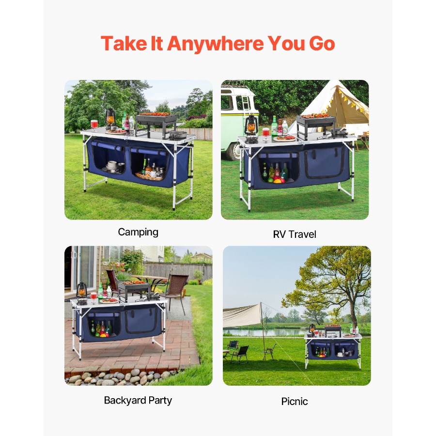 Camping Kitchen Table, Aluminu - Outdoor Camping Cooking Table recensione e prezzo