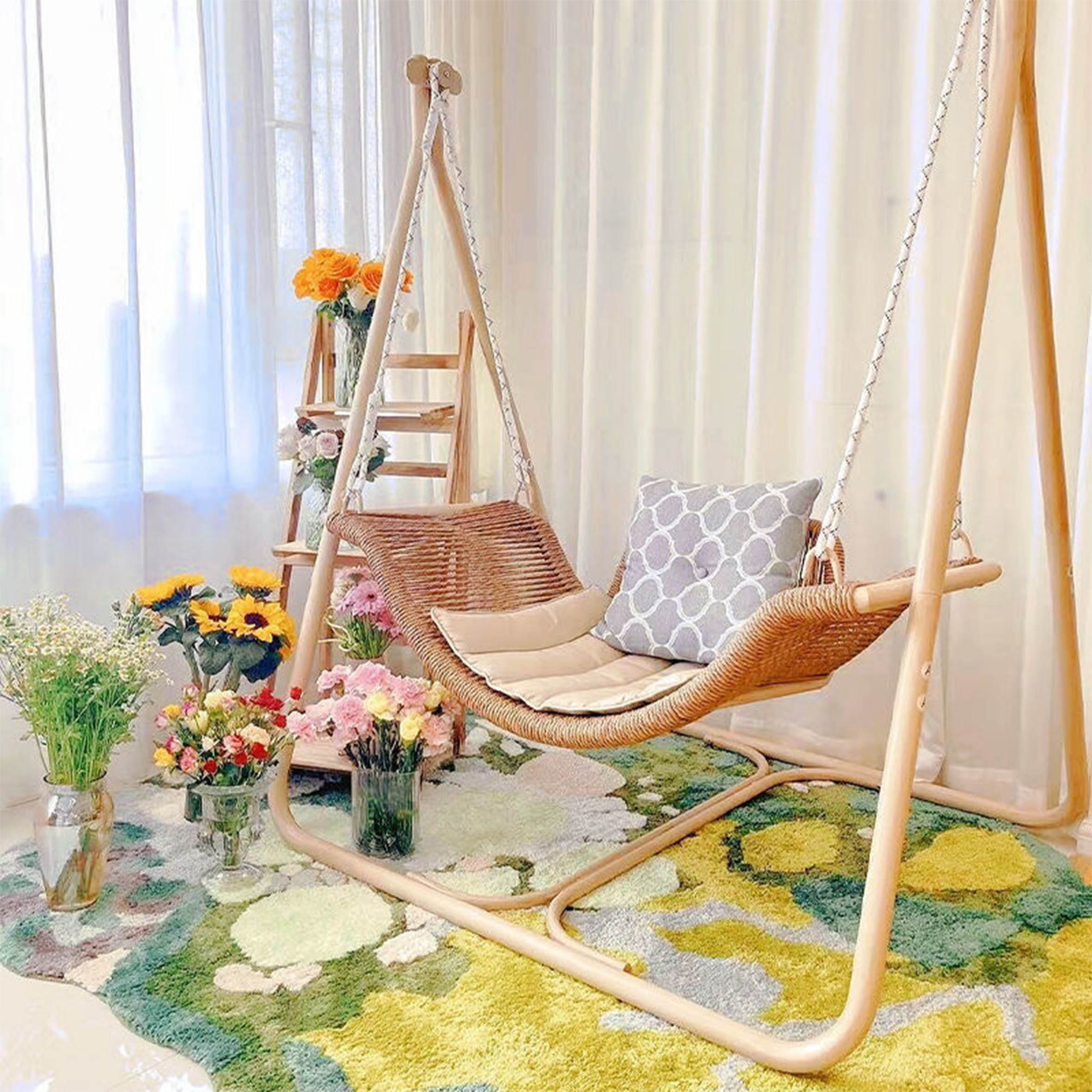 3 Seater Garden Rattan Rope Sw - Outdoor Camping Rocking Chair recensione e prezzo