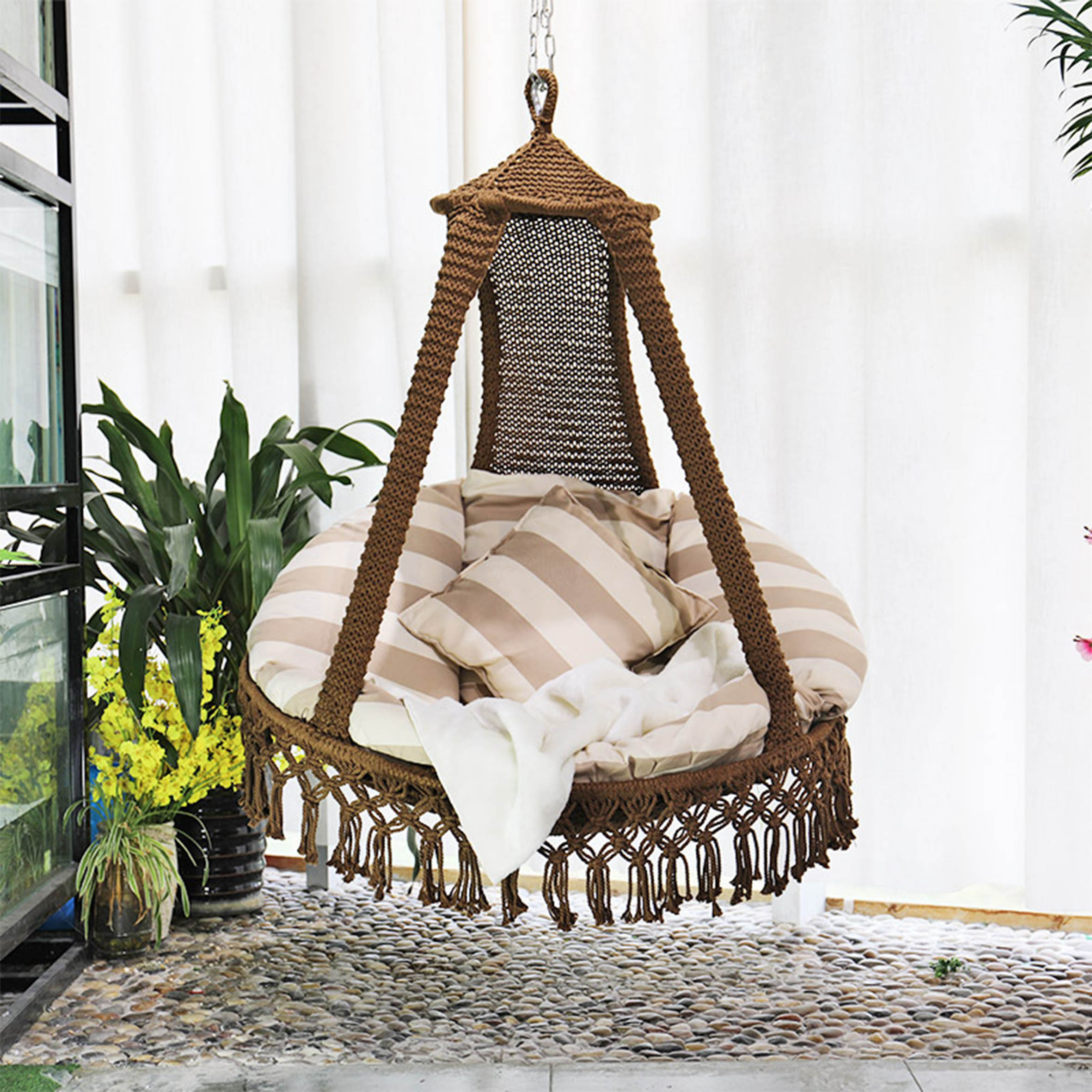 3 Seater Garden Rattan Rope Sw - Outdoor Camping Rocking Chair recensione e prezzo