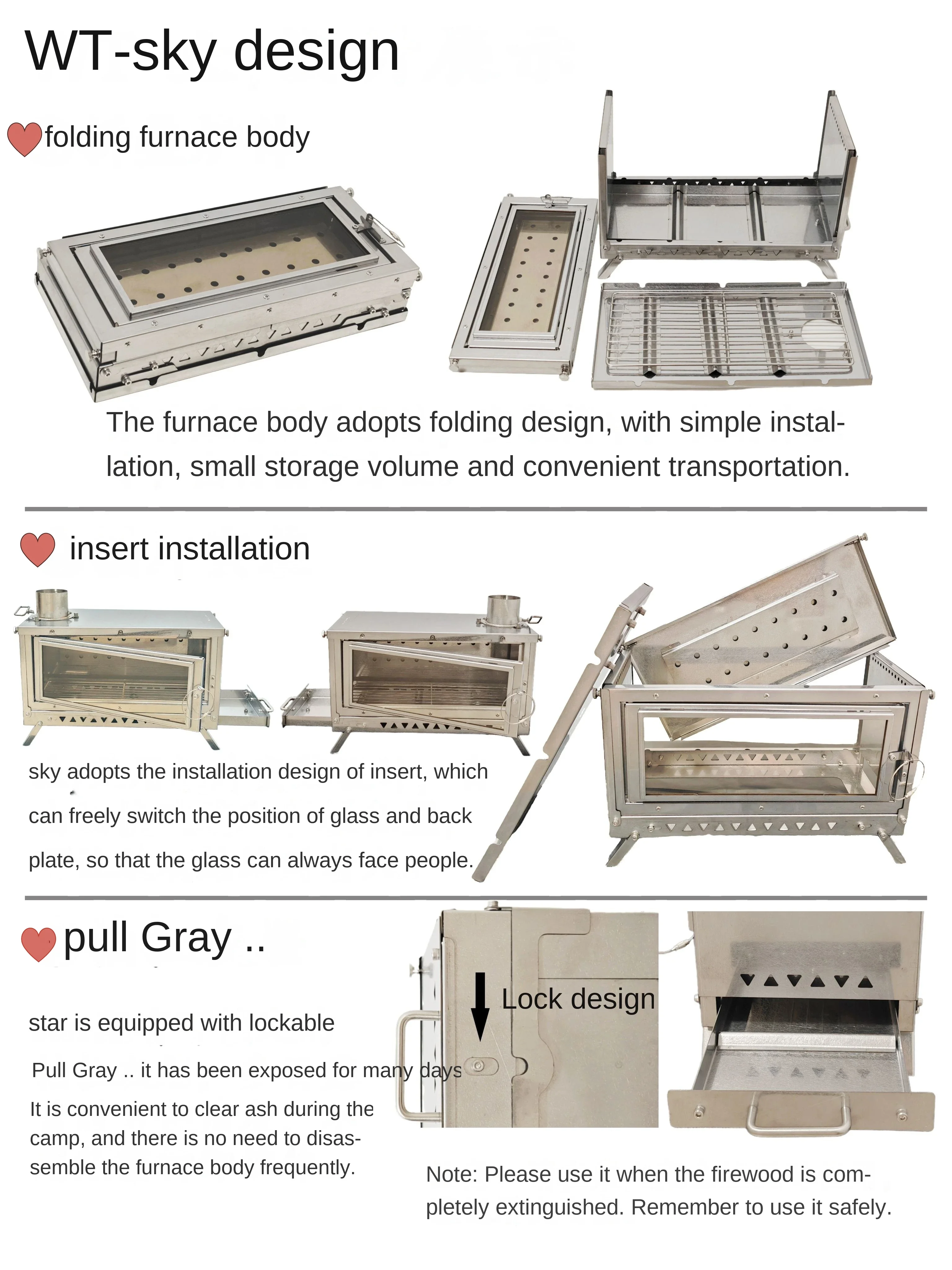 WT-Sky-Ti titanium alloy foldi - Outdoor Camping Fireplace recensione e prezzo