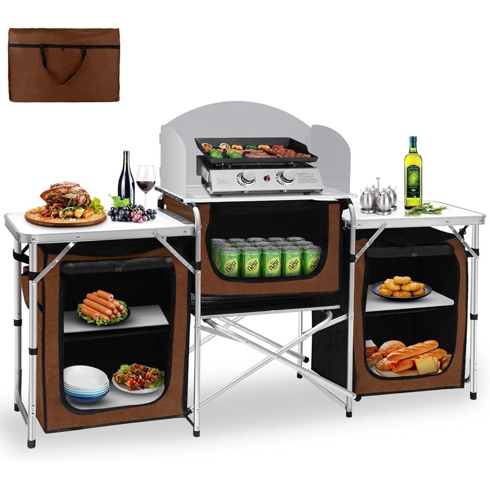 Camping Kitchen Table, Portabl - Outdoor Camping Cooking Table recensione e prezzo