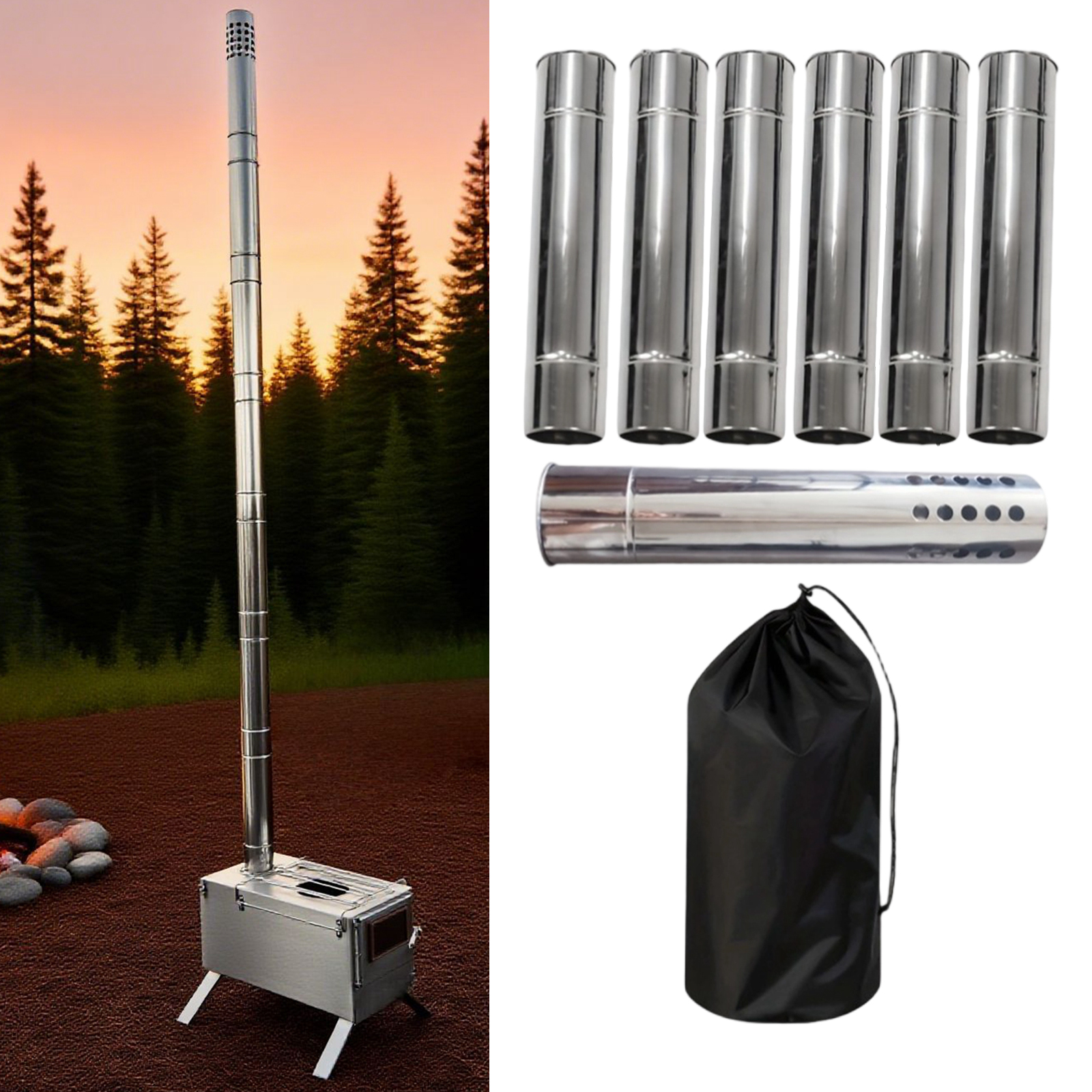 6 Pcs/Set Stove Pipe Stainless - Outdoor Camping Fireplace recensione e prezzo