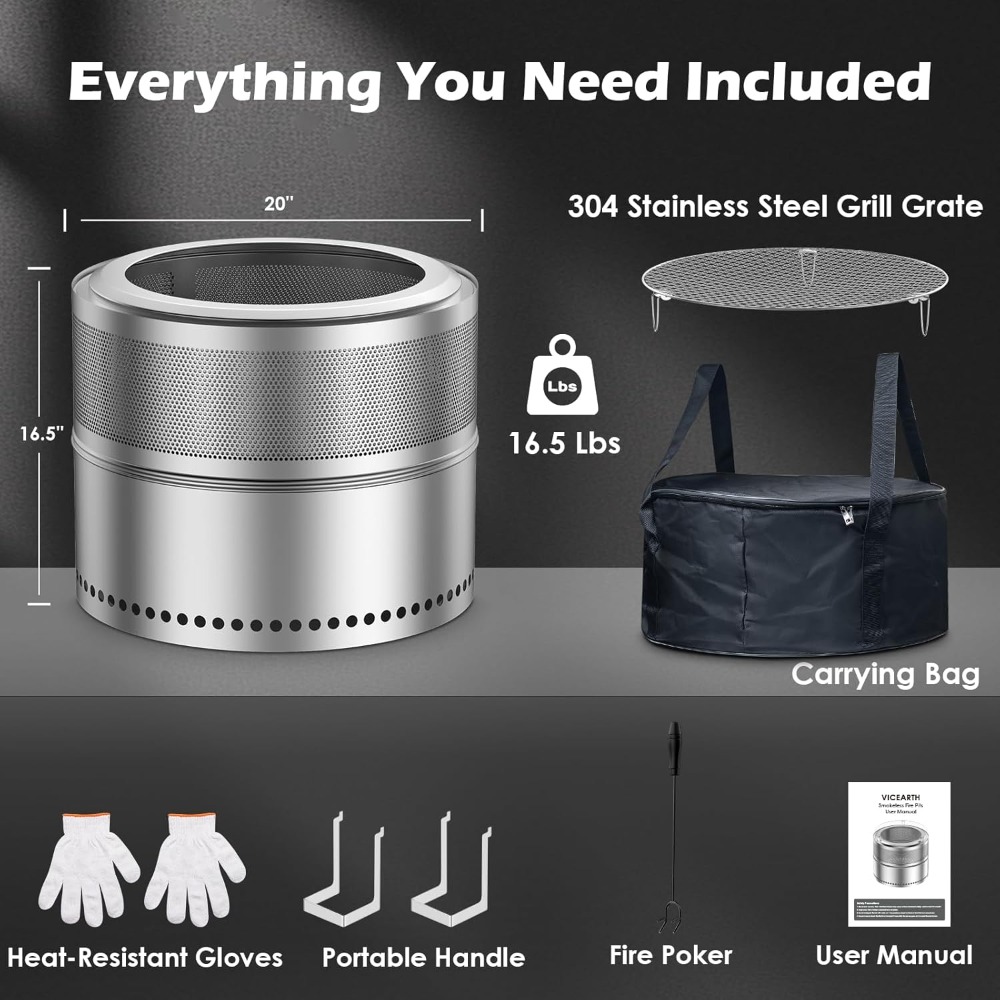 Smokeless Fire Pit Outdoor, 20 - Outdoor Camping Grill recensione e prezzo