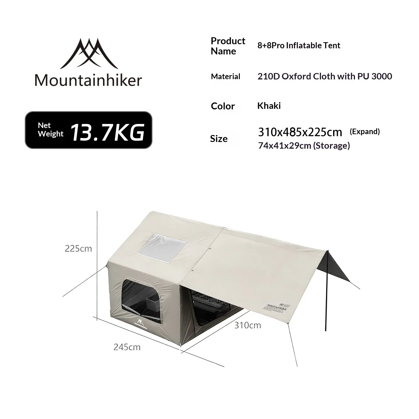 8+8㎡ MOUNTAINHIKER Inflatable  - Outdoor Camping House recensione e prezzo