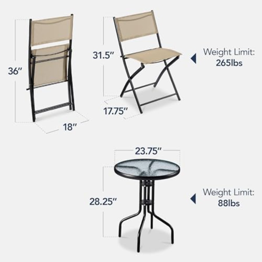 3-Piece Patio Bistro Dining Fu - Folding Chair recensione e prezzo