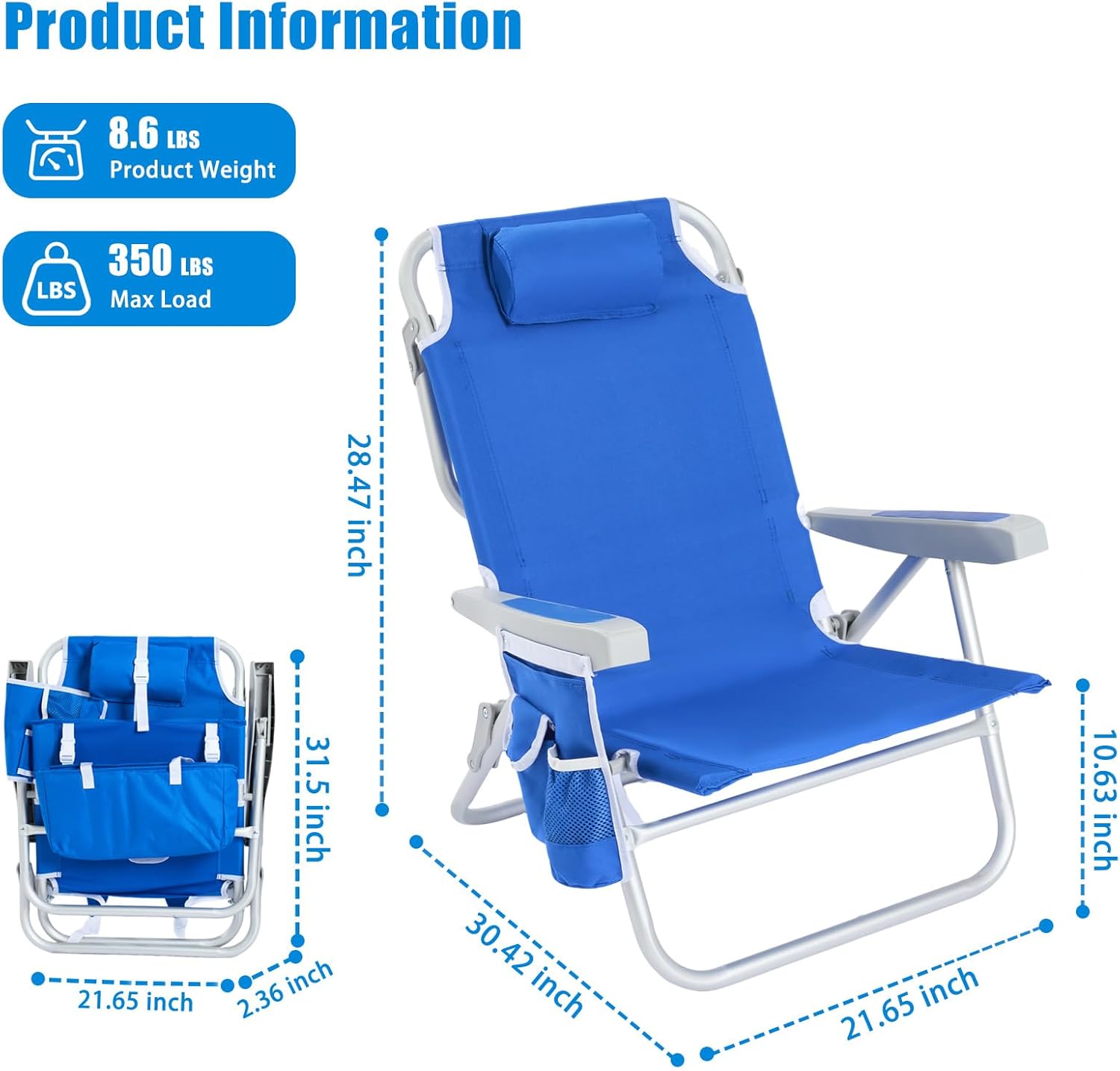 Low Beach Chair 2 Pack, 5-Posi - Folding Chair recensione e prezzo