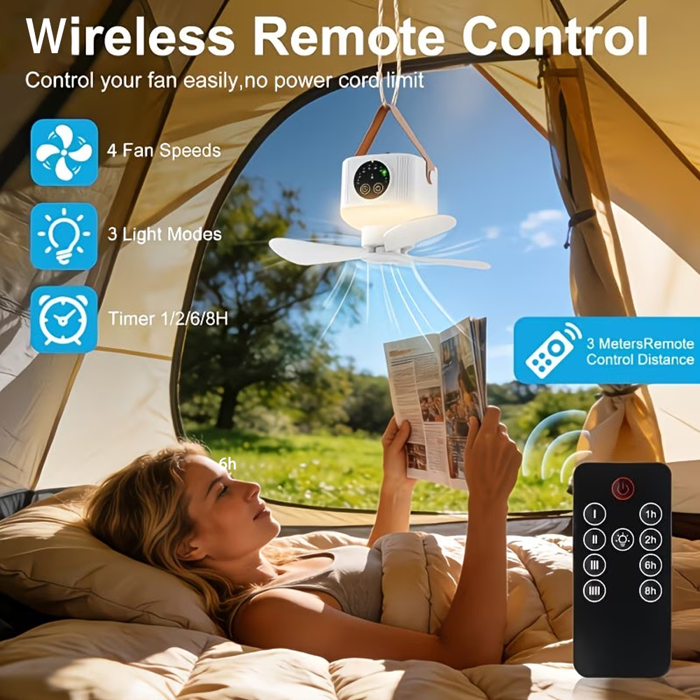 Portable Ceiling Fan with Ligh - Outdoor Camping House recensione e prezzo