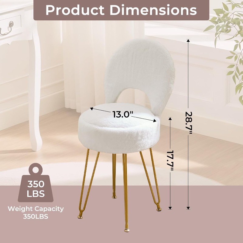 Faux Fur White Small Vanity Ch - Folding Chair recensione e prezzo