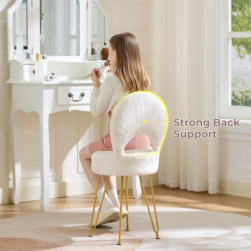 Faux Fur White Small Vanity Ch - Folding Chair recensione e prezzo