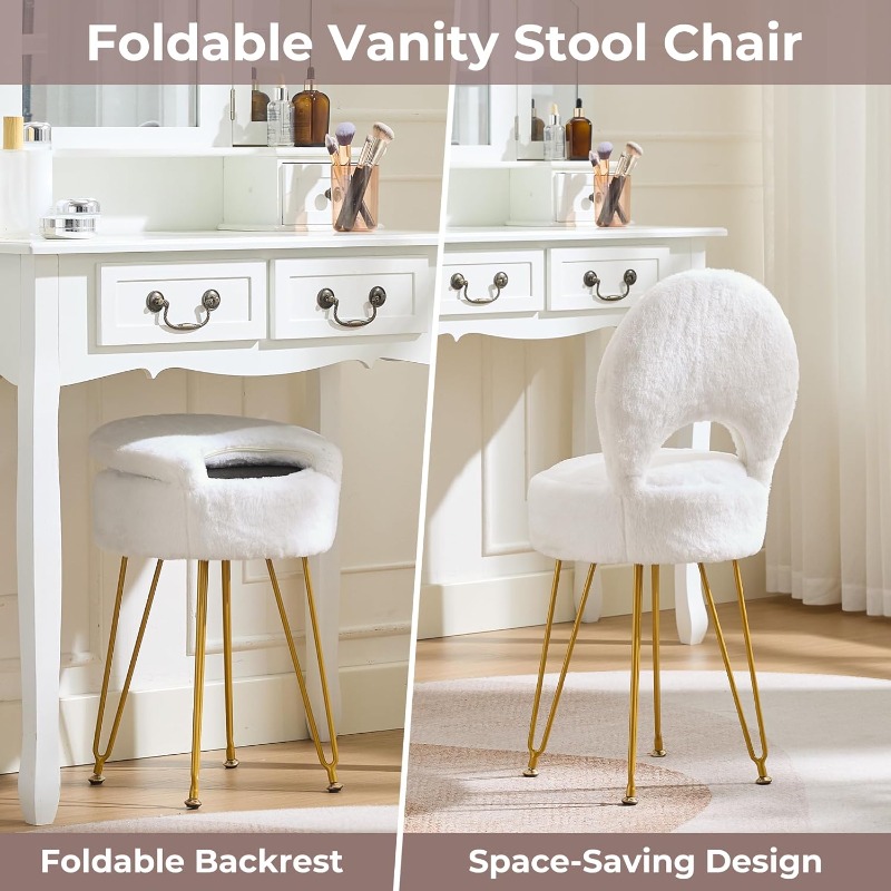 Faux Fur White Small Vanity Ch - Folding Chair recensione e prezzo