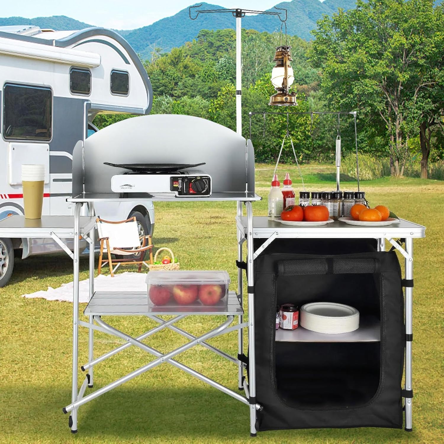Camping Kitchen Table, Folding - Outdoor Camping Cooking Table recensione e prezzo