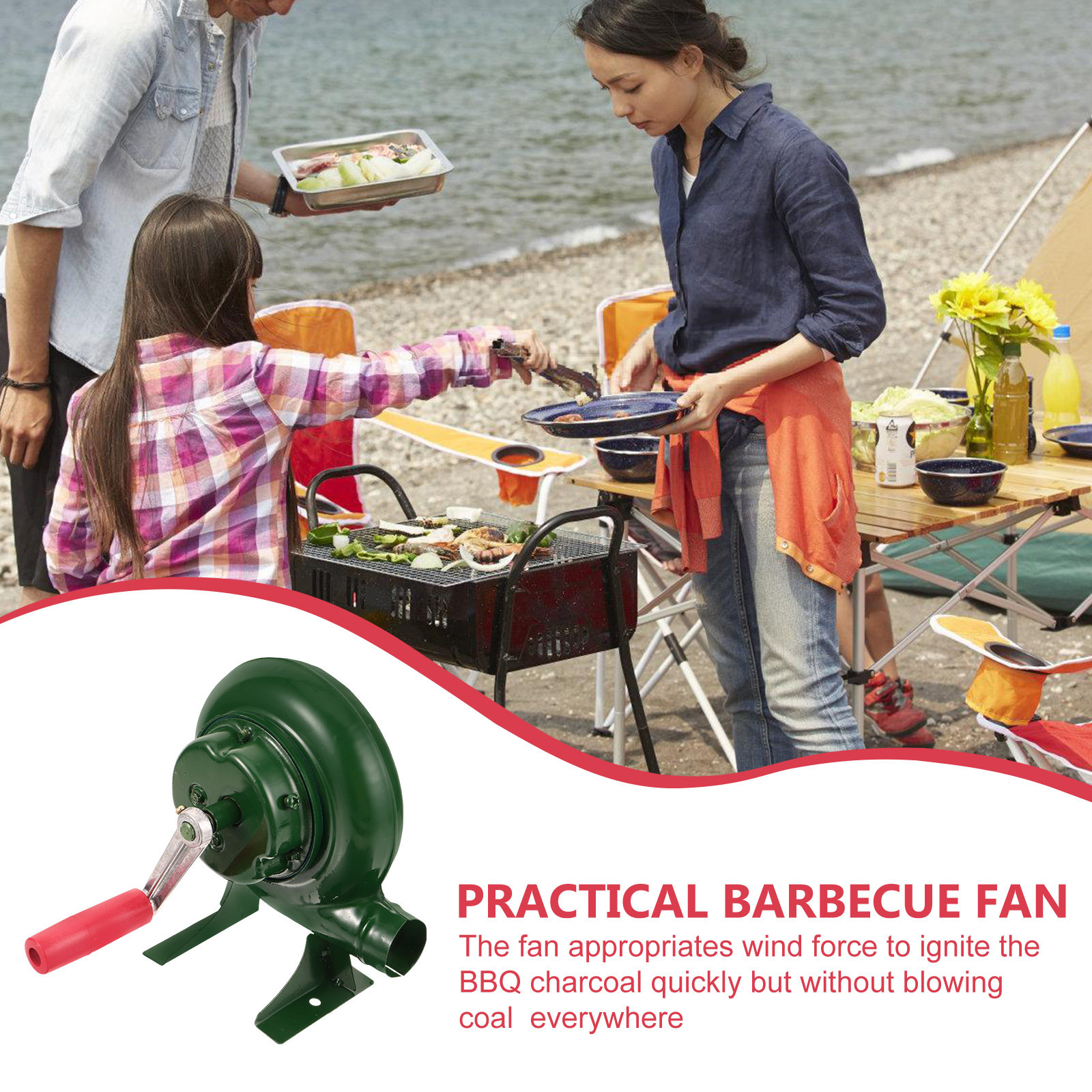 Portable Hand Crank Bbq Fan Ma - Outdoor Camping Fireplace recensione e prezzo
