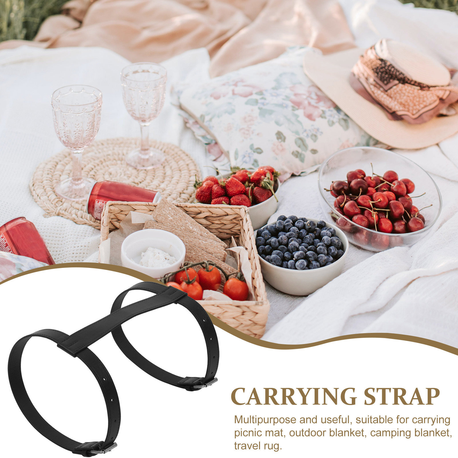 Adjustable PU Carrying Strap f - Outdoor Camping Blanket recensione e prezzo