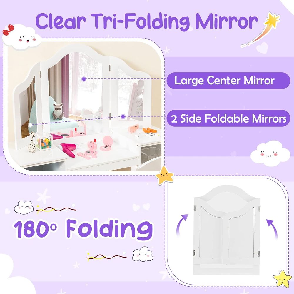 White Wooden Toddler Vanity Se - Folding Chair recensione e prezzo